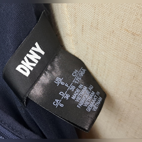 NEW DKNY Sleeveless Square Neck Tiered Ruffle Pleated Swing Dress Navy 6 US - Picture 3 of 16